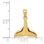 14k Solid Polished Open-Backed Whale Tail Pendant - Image 4