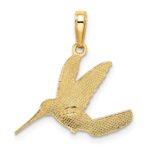 14k and White Rhodium Diamond-cut Hummingbird Pendant - Image 3