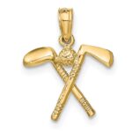 14k 3-D Golf Clubs with Ball Charm - Image 4