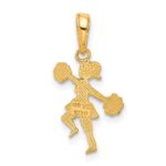 14k Cheerleader with Pom-Poms Pendant - Image 3
