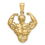 14k 3-D Bodybuilder Waist Up Pendant - Image 4