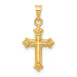 14k Fleur de Lis Hollow Cross Charm