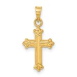 14k Fleur de Lis Hollow Cross Charm - Image 3