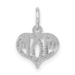 14k White Gold MOM Heart Charm - Image 3