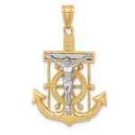 14k Two-tone Diamond-cut Mariners Crucifix Pendant