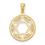 14k Filigree Star of David Round Pendant - Image 4