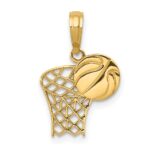 14k Basketball Hoop and Ball Pendant