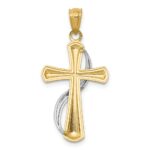 14K Two-Tone Polished Cross with Drape Pendant - Image 4