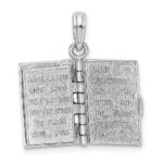 14k White Gold 3-D HOLY BIBLE with Lord's Prayer and Moveable Pages Pendant - Image 8