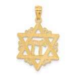 14k and White Rhodium Star of David with Chai Pendant - Image 3