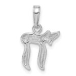 14k White Gold Polished Chai Pendant - Image 4