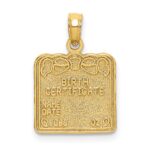 14k BIRTH CERTIFICATE Charm