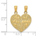 14k BEST FRIENDS Heart with Flower 2-Piece Break-Apart Pendant - Image 4