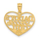 14k Diamond-cut DADDYS LITTLE GIRL Heart Pendant - Image 3