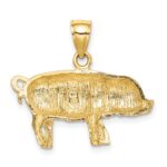 14K Satin Diamond-cut Pig Pendant - Image 4