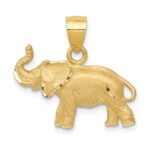 14K Satin Diamond-cut Elephant Pendant