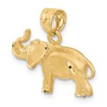 14K Satin Diamond-cut Elephant Pendant - Image 5