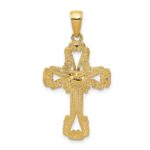 14K Beaded Cross with Heart Pendant - Image 4