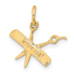 14k Satin Diamond-cut Comb and Scissors Charm - Image 3