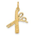 14k Satin Diamond-cut Comb and Scissors Charm - Image 3