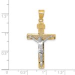 14K Two-tone Diamond-cut Lattice Cross with Crucifix Pendant - Image 3