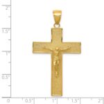 14K Textured Crucifix Latin Cross Pendant - Image 3