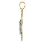 14K Two-Tone Small Lacy-Edge Inri Crucifix Pendant - Image 2