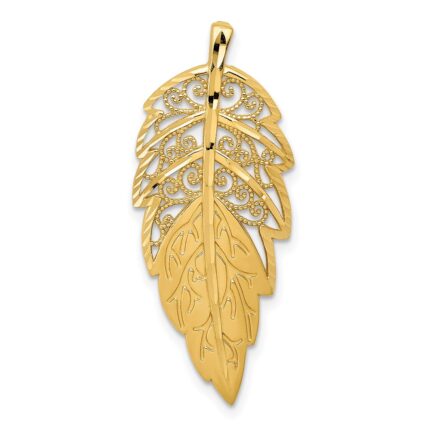 14k Diamond-Cut Leaf Chain Slide