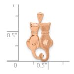 14k Rose Gold Polished and Satin Diamond-cut Two Sitting Cats Pendant - Image 4