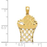 14k Diamond-cut Basketball in Hoop Pendant - Image 4