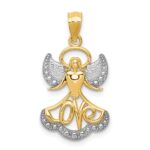 14K and White Rhodium LOVE Angel Pendant