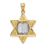 14k Two-tone Star of David and Torah Pendant