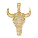 14K Filigree Steer Skull Pendant - Image 3
