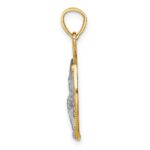 14K and White Rhodium Eagle in Circle Pendant - Image 2