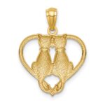 14K Sitting Cats in a Heart Pendant - Image 4