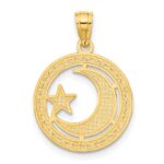 14K and White Rhodium Star and Moon Pendant - Image 3