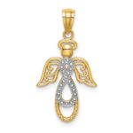 14K and White Rhodium Infinity Angel Pendant