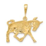 14k Satin Diamond-cut Taurus Zodiac Charm - Image 3