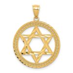 14K Star of David Round Pendant