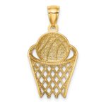 14K Basketball in Hoop Pendant - Image 3