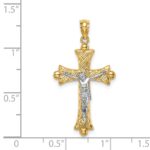 14K Two-Tone Florentine Crucifix Pendant - Image 4