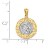 14K and White Rhodium with Greek Key Edge Jesus Medal - Image 4