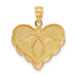 14K Angel in Heart Scalloped Edge Pendant - Image 3