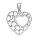 14K White Gold Diamond-cut Heart Pendant - Image 3
