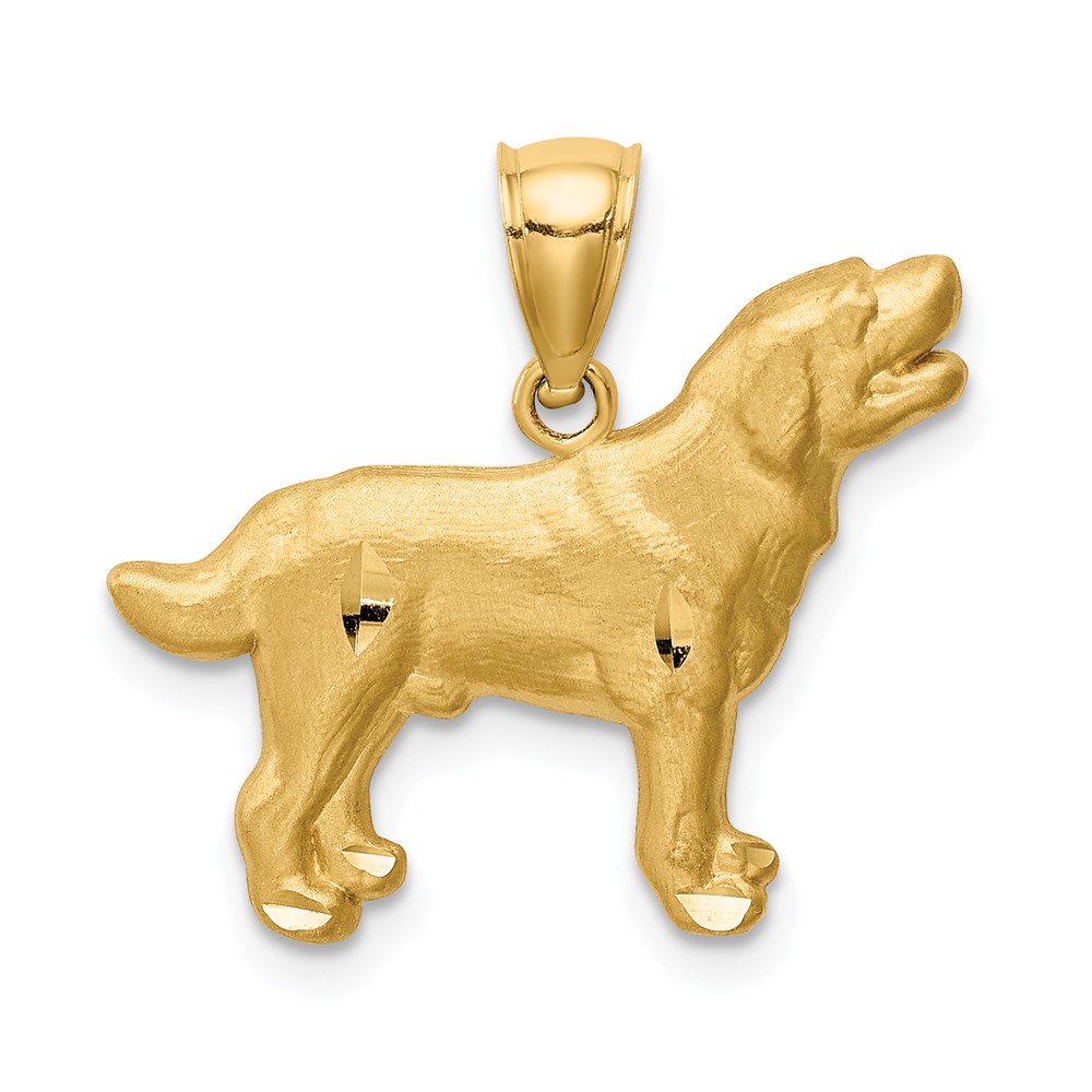 C4736.jpg 14K Satin Diamond-cut Labrador Retriever Dog Pendant - Image 1