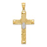 14K and White Rhodium Solid Cross with Rosary Pendant