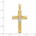 14K and White Rhodium Solid Cross with Rosary Pendant - Image 4