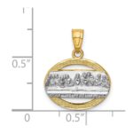 14K and White Rhodium The Last Supper Oval Pendant - Image 4