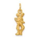 14k Satin Diamond-cut Gemini Zodiac Charm