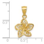14k Polished Diamond-cut Beaded Plumeria Flower Charm - Image 3